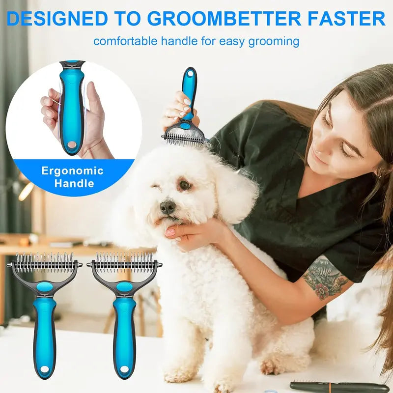 Furrow – Double-Sided Undercoat Rake &amp; Dematting Brush for Dogs and Cats + 50% OFF