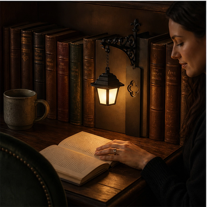 Emberwick – Vintage Streetlamp Bookend with Warm LED Glow + 50% OFF