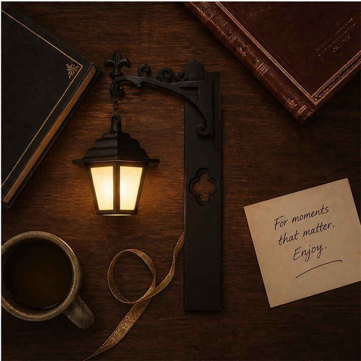 Emberwick – Vintage Streetlamp Bookend with Warm LED Glow + 50% OFF