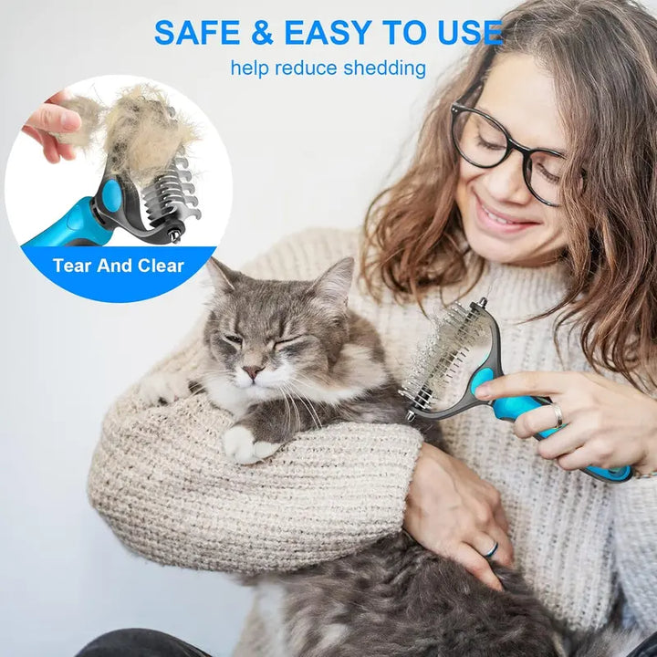 Furrow – Double-Sided Undercoat Rake &amp; Dematting Brush for Dogs and Cats + 50% OFF