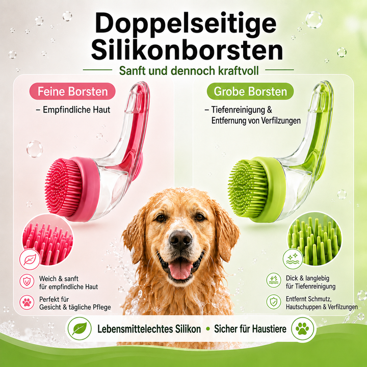 Scrubble – 2-in-1 Pet Bath Brush with Shampoo Dispenser &amp; Long Handle + 50% OFF