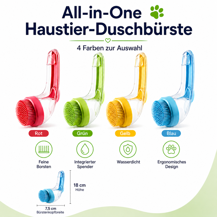 Scrubble – 2-in-1 Pet Bath Brush with Shampoo Dispenser &amp; Long Handle + 50% OFF