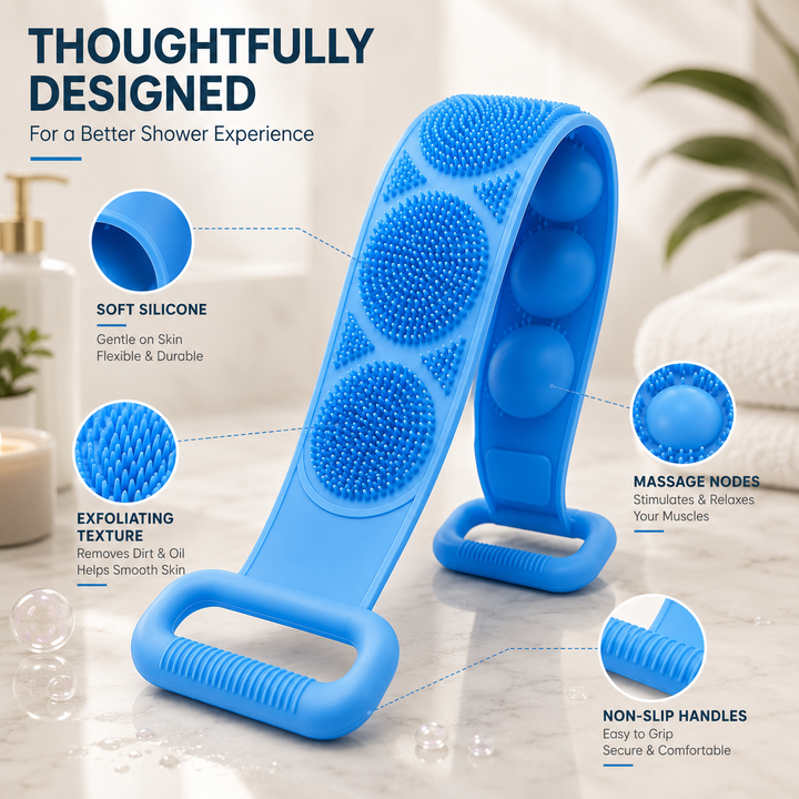 Brookmist – Double-Sided Silicone Back Scrubber with Dual Handles + 50% OFF