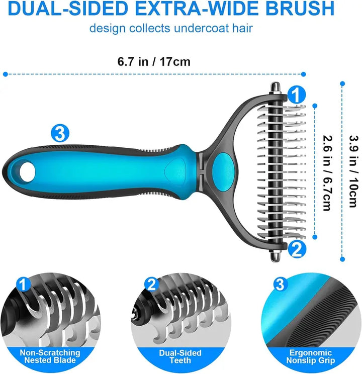 Furrow – Double-Sided Undercoat Rake &amp; Dematting Brush for Dogs and Cats + 50% OFF