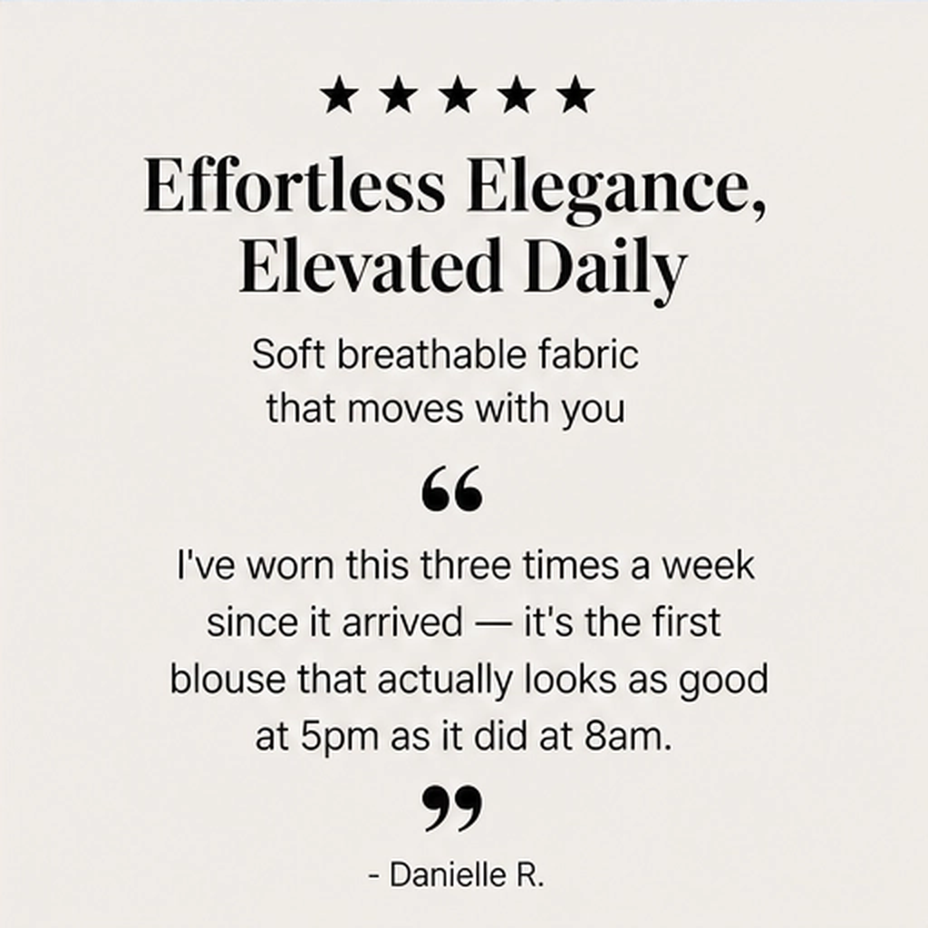 Drapelle – Relaxed V-Neck 3/4 Sleeve Blouse + 50% OFF