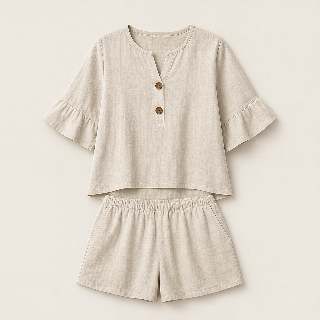 Sundale – Ruffle Sleeve Top &amp; Shorts Two-Piece Summer Set + 50% OFF