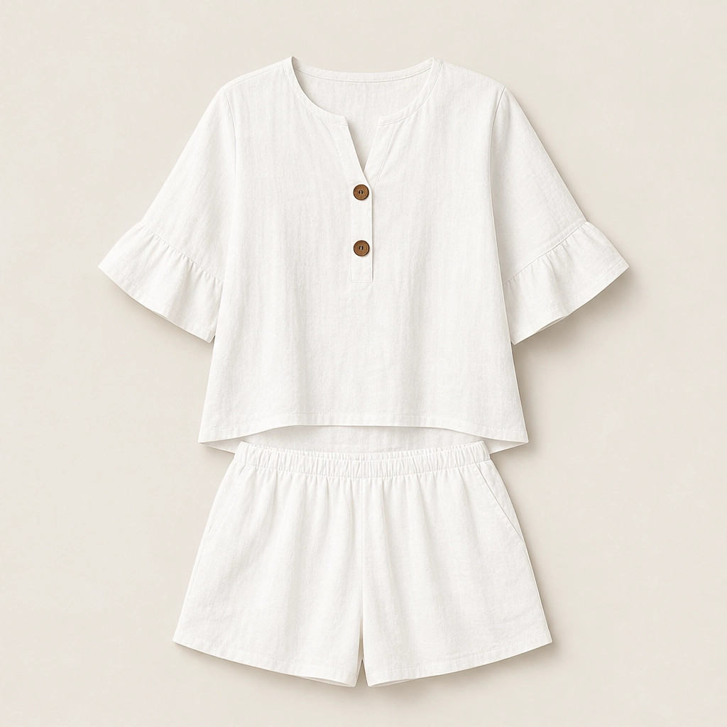 Sundale – Ruffle Sleeve Top &amp; Shorts Two-Piece Summer Set + 50% OFF