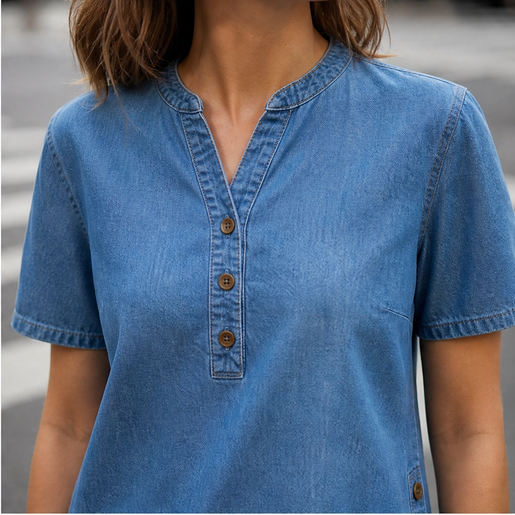 Willowmar – Soft Breathable Faux-Denim Short Sleeve Top for Women + 50% OFF
