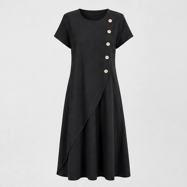 Marisole – Breathable Asymmetrical Button Midi Dress with Hidden Pockets + 50% OFF