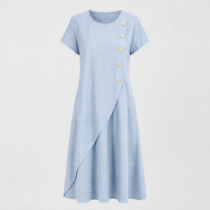 Marisole – Breathable Asymmetrical Button Midi Dress with Hidden Pockets + 50% OFF