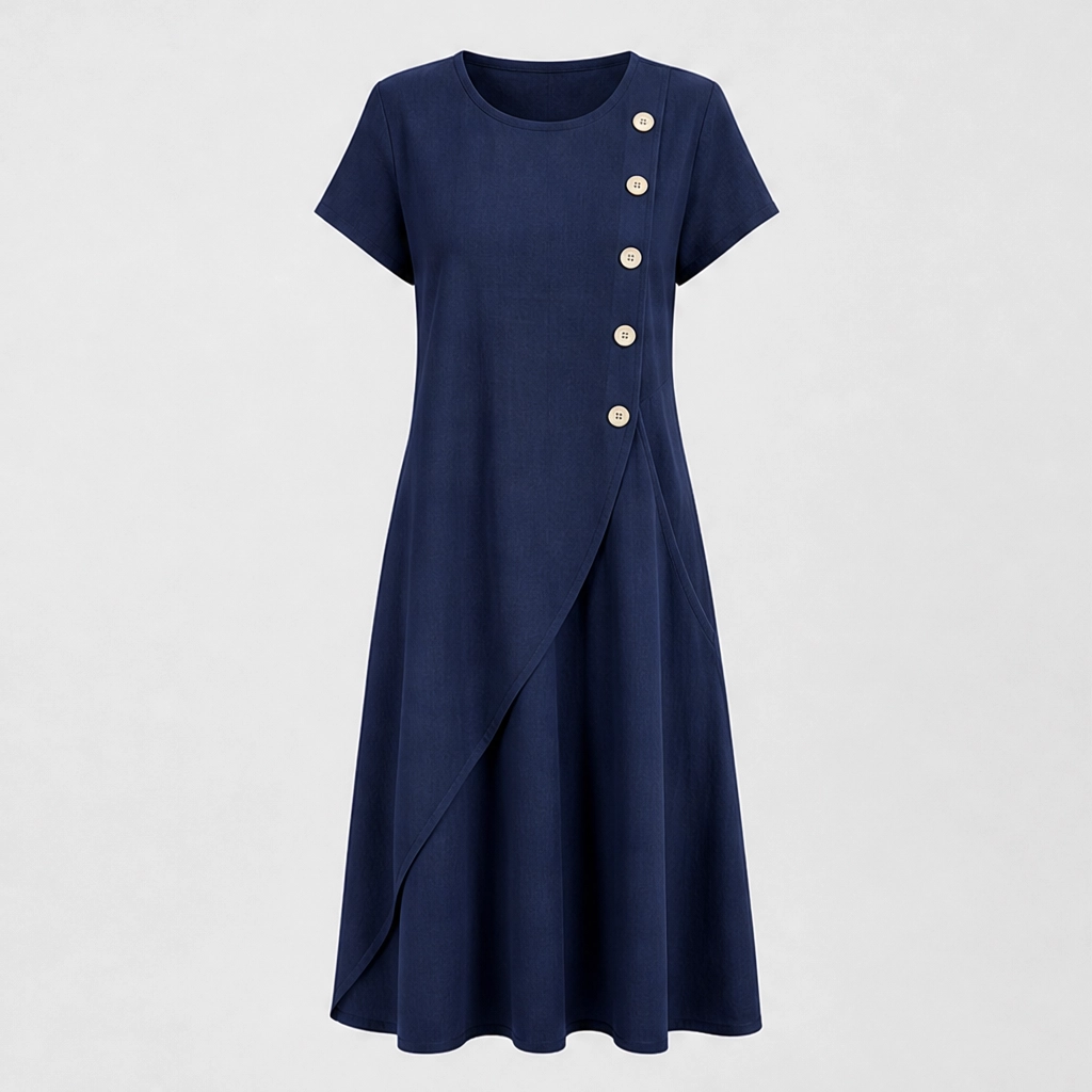 Marisole – Breathable Asymmetrical Button Midi Dress with Hidden Pockets + 50% OFF