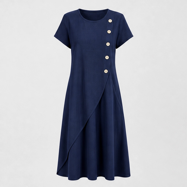 Marisole – Breathable Asymmetrical Button Midi Dress with Hidden Pockets + 50% OFF