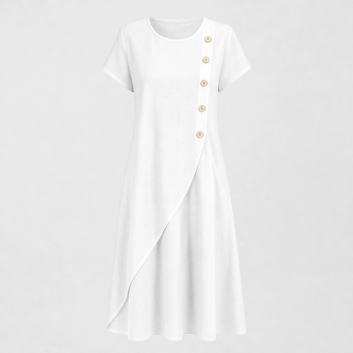 Marisole – Breathable Asymmetrical Button Midi Dress with Hidden Pockets + 50% OFF