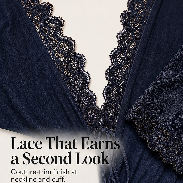 Ruchelle – Lace-Trim Drawstring Mesh Mini Dress + 50% OFF