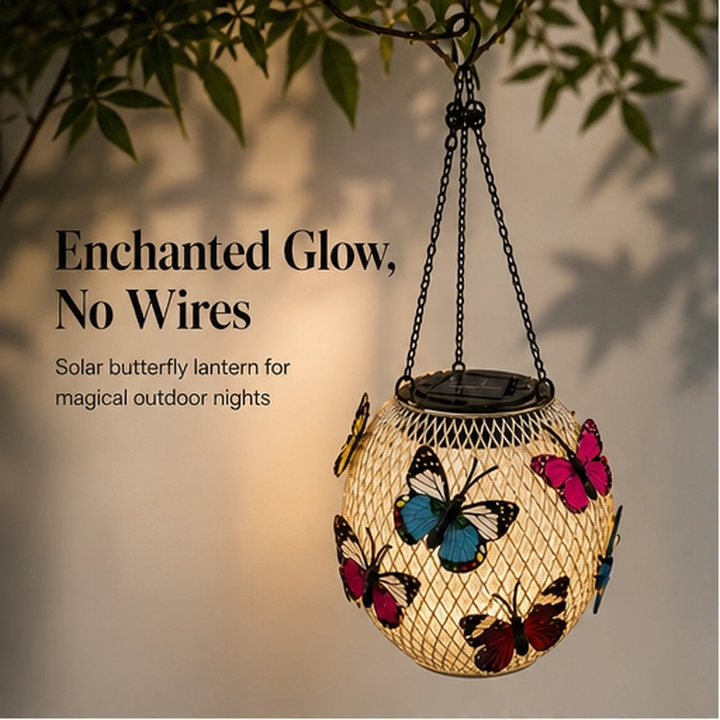 Flutterglow – Solar Butterfly Hanging Lantern for Garden &amp; Patio + 50% OFF