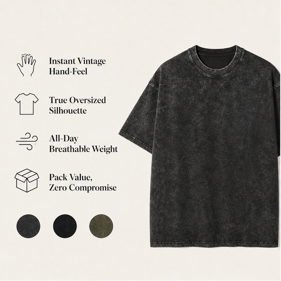 Millcroft – Heavyweight Acid Wash Oversized Cotton Tee + 50% OFF