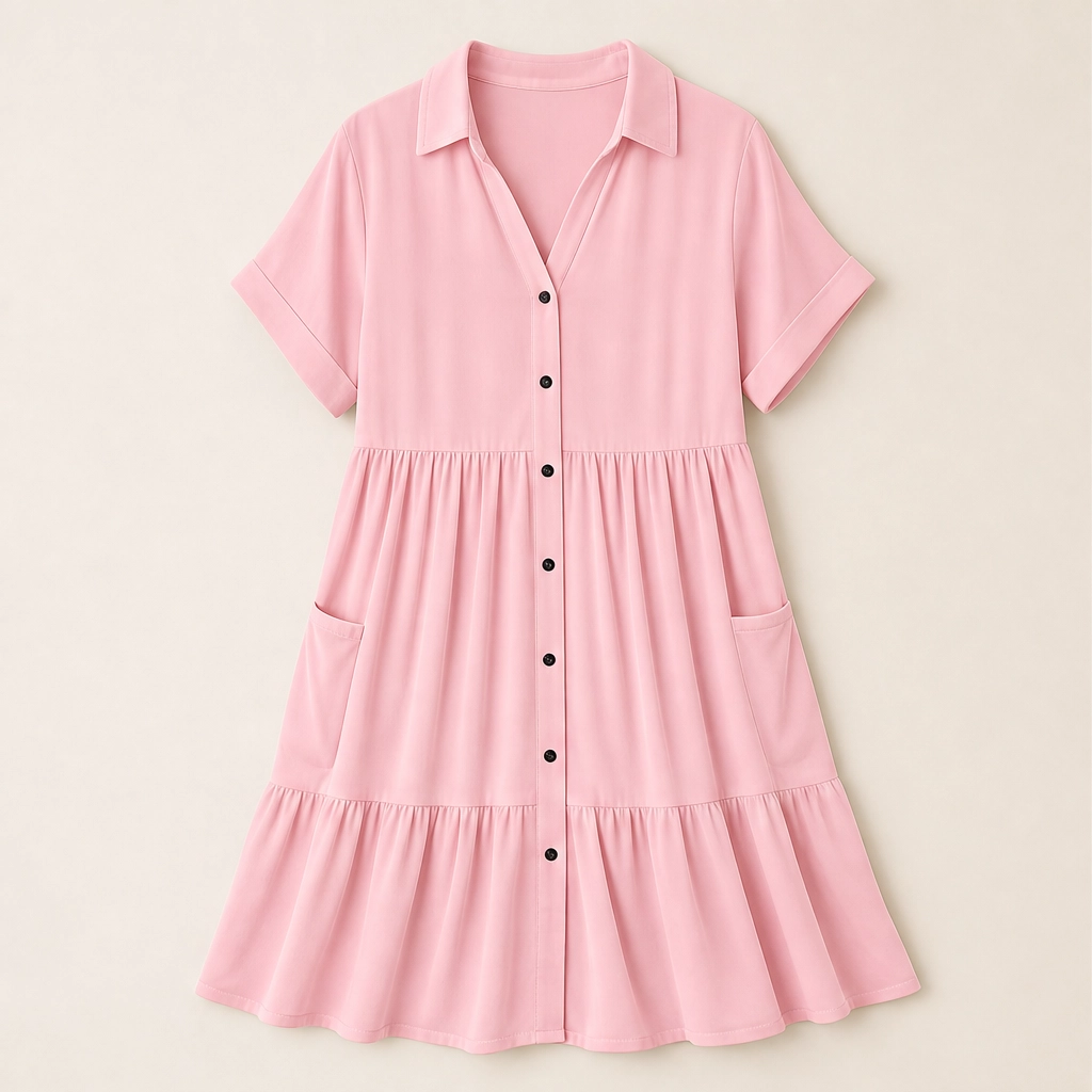Willowmere – Flowy Button-Down Babydoll Dress with Pockets + 50% OFF