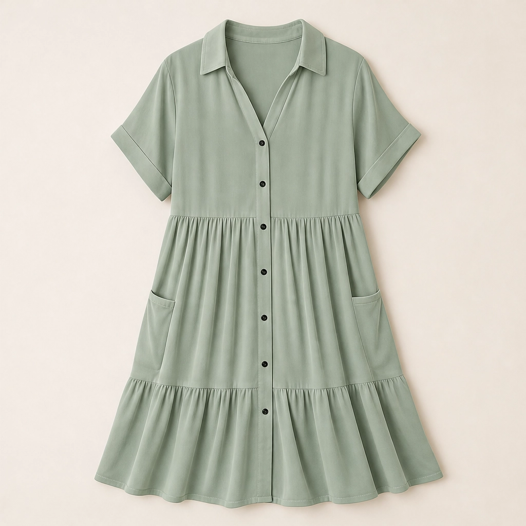 Willowmere – Flowy Button-Down Babydoll Dress with Pockets + 50% OFF