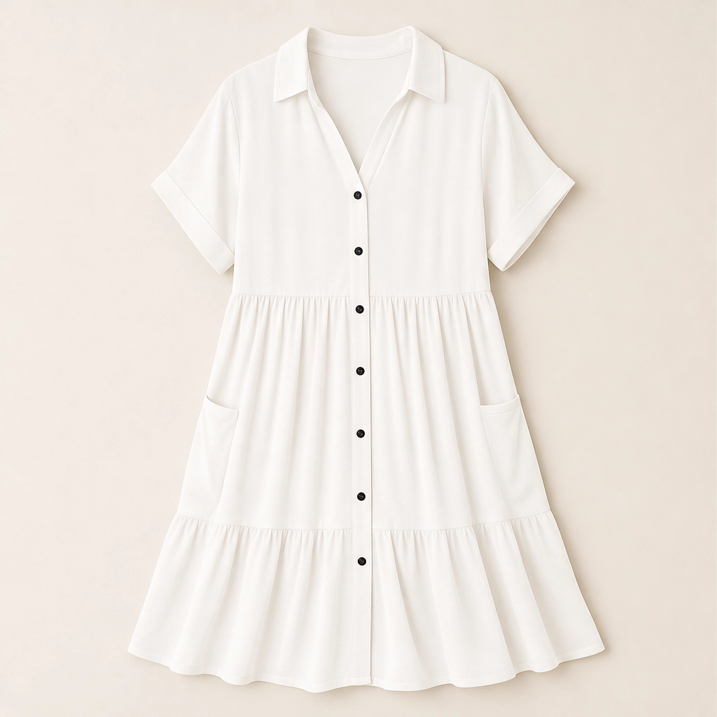 Willowmere – Flowy Button-Down Babydoll Dress with Pockets + 50% OFF