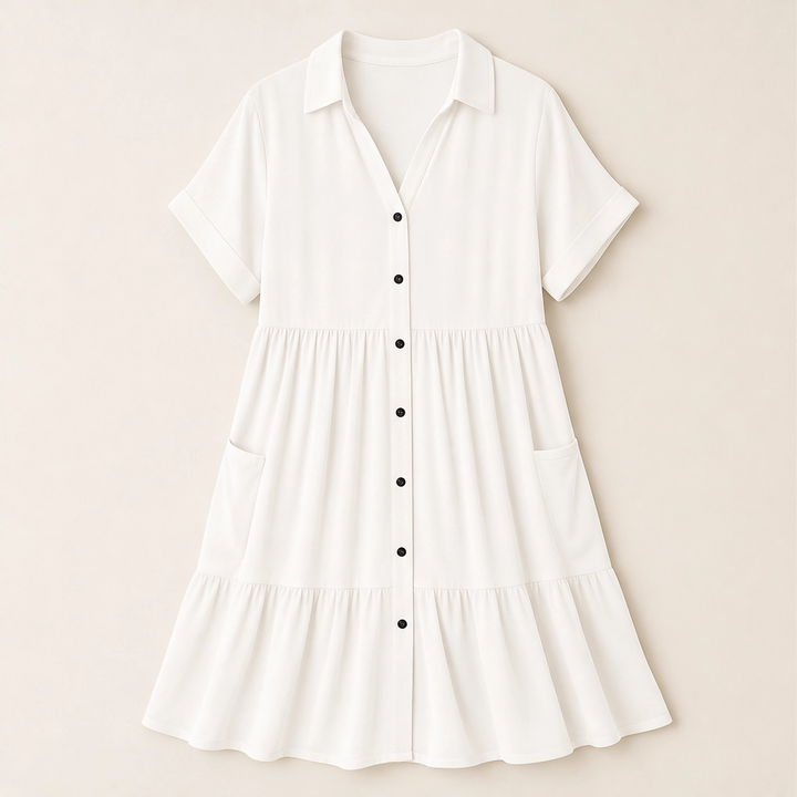 Willowmere – Flowy Button-Down Babydoll Dress with Pockets + 50% OFF