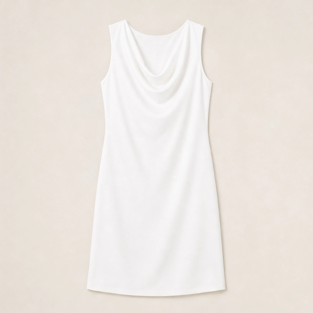 Drapelle – Cowl Neck Slim Fit Dress with Side Pockets + 50% OFF
