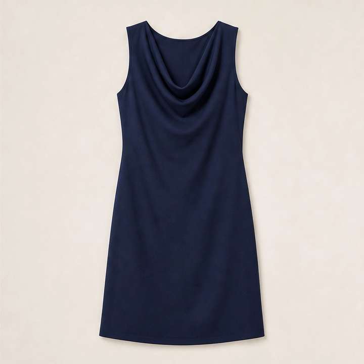 Drapelle – Cowl Neck Slim Fit Dress with Side Pockets + 50% OFF