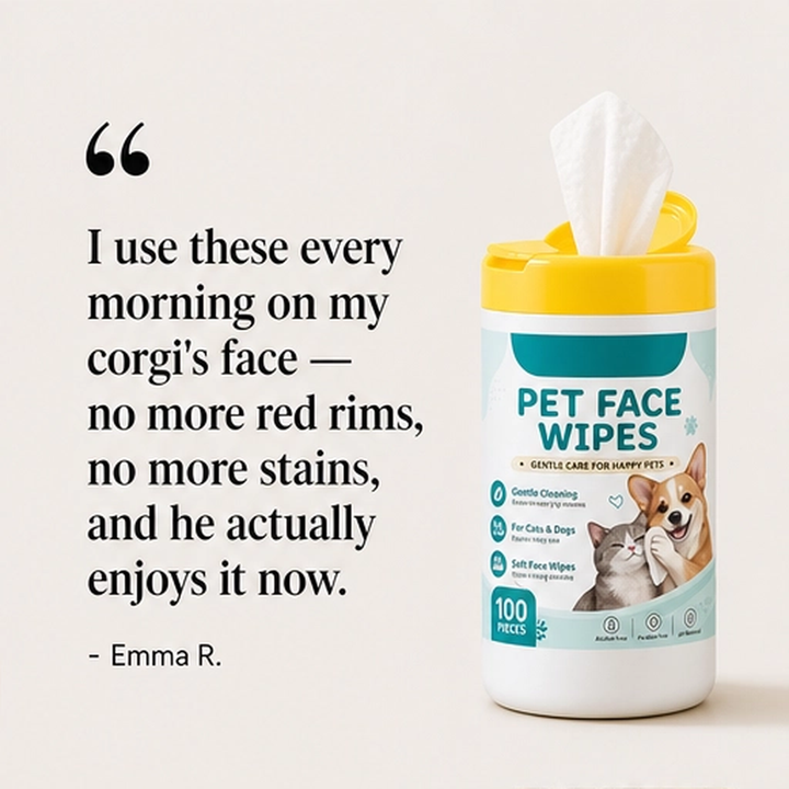 Whiskerly – Alcohol-Free Pet Face &amp; Tear Stain Wipes for Cats &amp; Dogs + 50% OFF