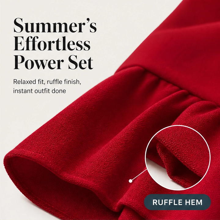 Verandah – Ruffle Hem Two Piece Set with Built-In Shorts + 50% OFF