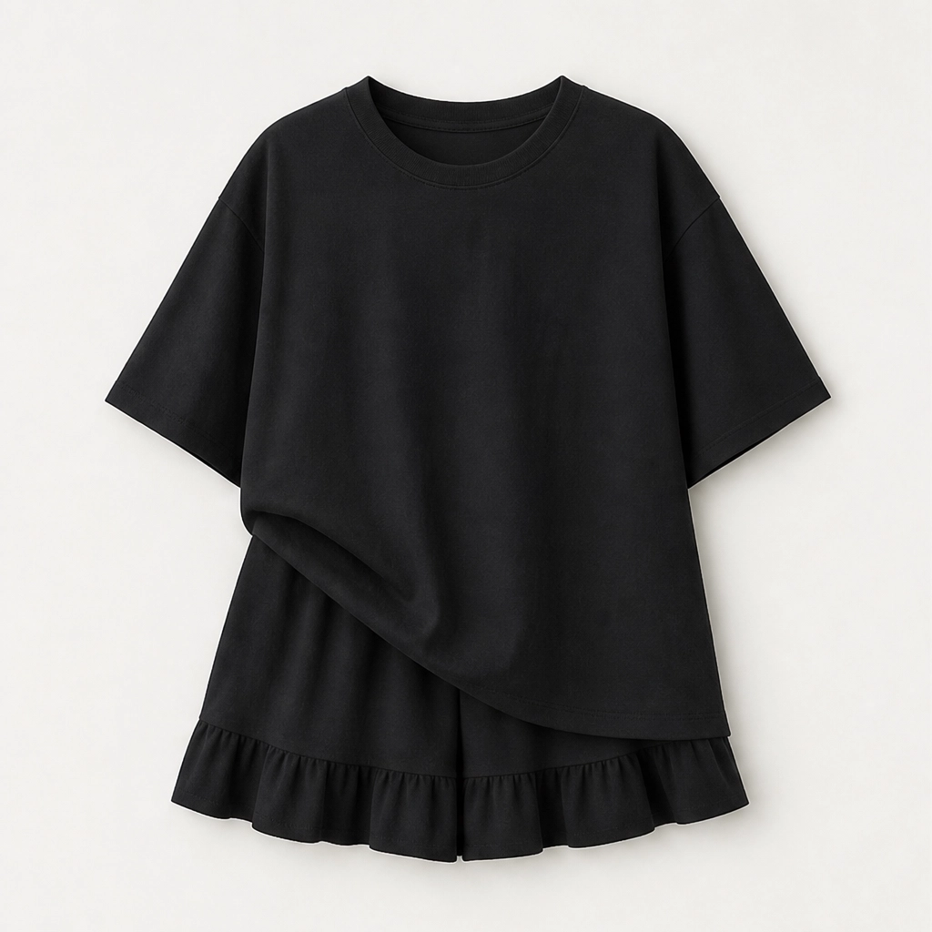 Verandah – Ruffle Hem Two Piece Set with Built-In Shorts + 50% OFF