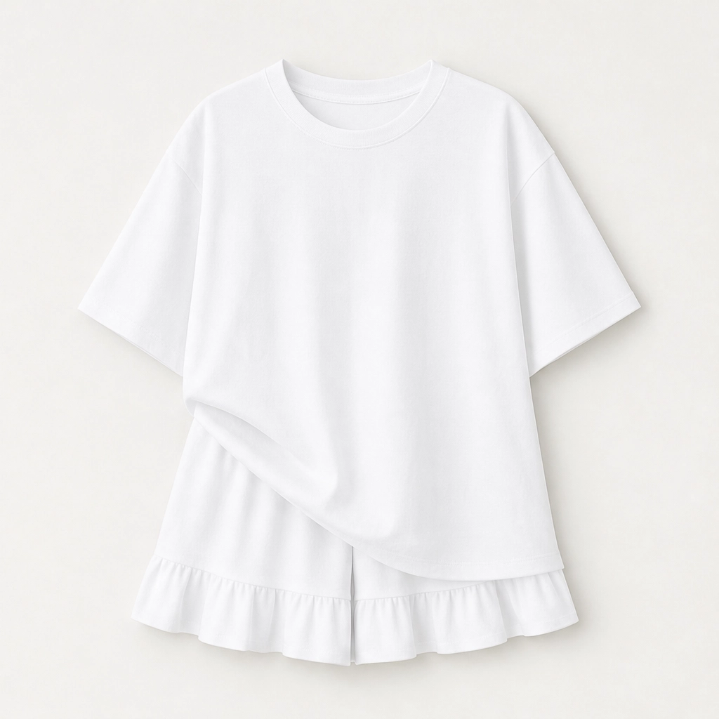 Verandah – Ruffle Hem Two Piece Set with Built-In Shorts + 50% OFF