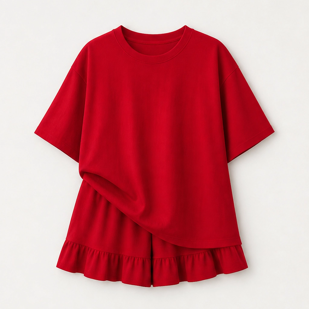 Verandah – Ruffle Hem Two Piece Set with Built-In Shorts + 50% OFF