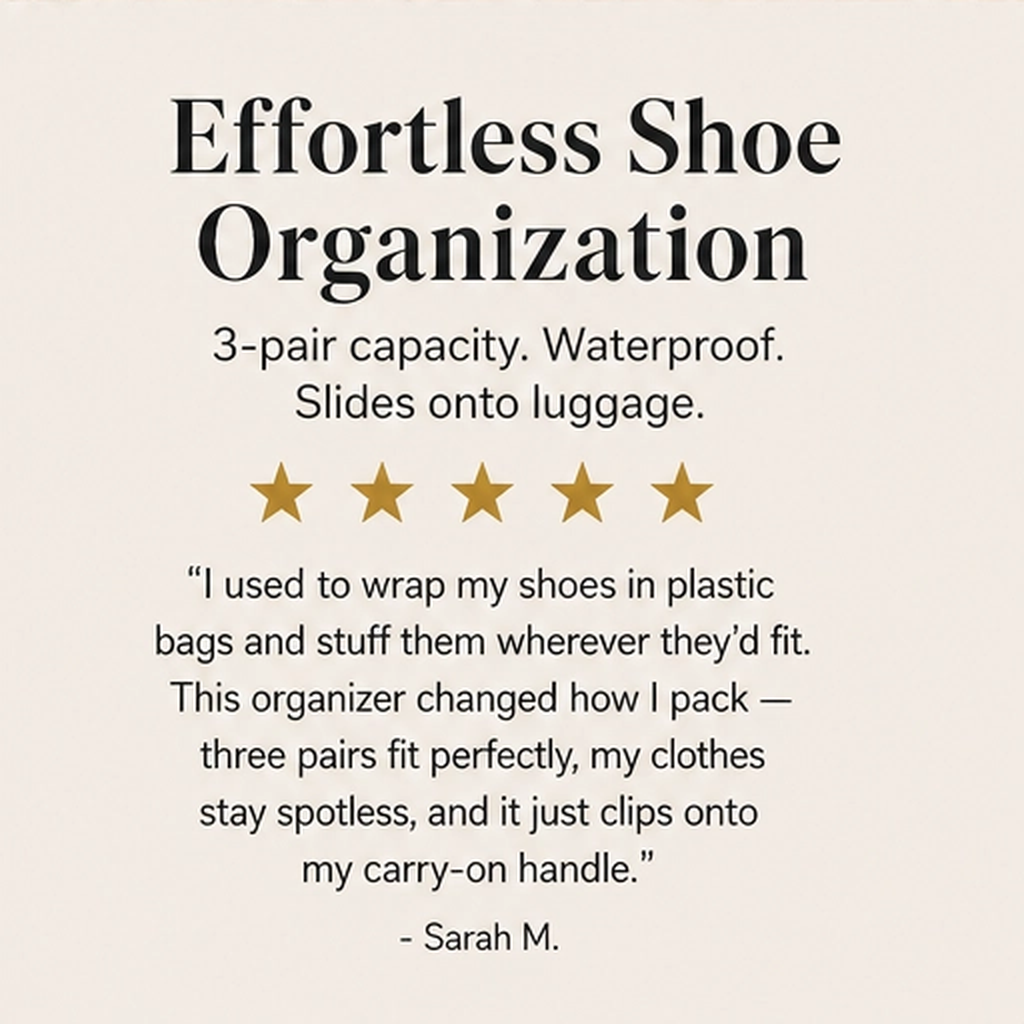 Solvoy – 3-Pair Travel Shoe Organizer with Trolley Sleeve + 50% OFF
