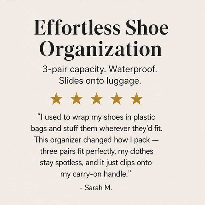 Solvoy – 3-Pair Travel Shoe Organizer with Trolley Sleeve + 50% OFF