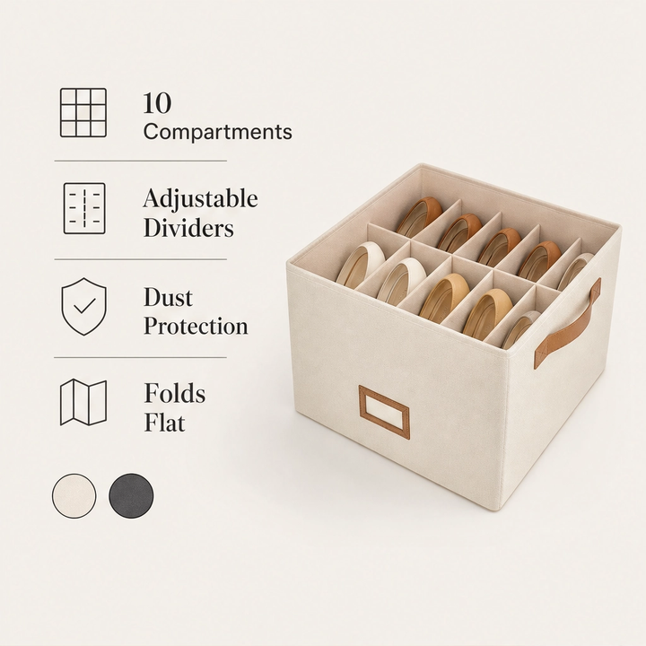 Stowden – 16-Compartment Foldable Shoe Organizer Box with Clear Zip Top+ 50% OFF