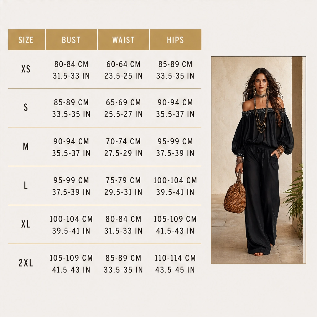 Noirelle – Off-Shoulder Sequined Top &amp; Wide-Leg Pants Set + 50% OFF