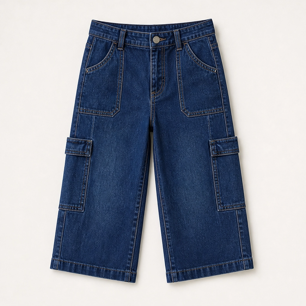 Marlowe – Barrel-Fit Cropped Denim Pants with Utility Pockets, Mid-Waist + 50% OFF