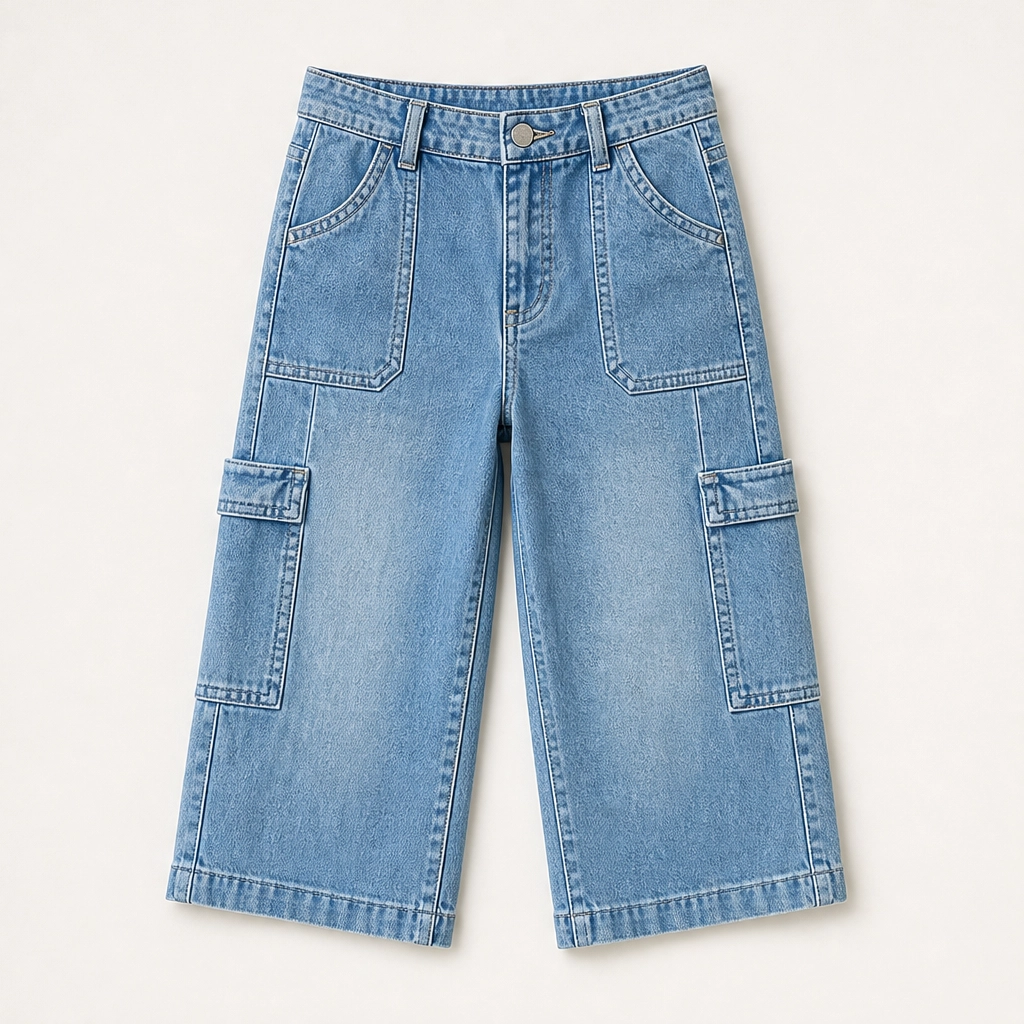 Marlowe – Barrel-Fit Cropped Denim Pants with Utility Pockets, Mid-Waist + 50% OFF