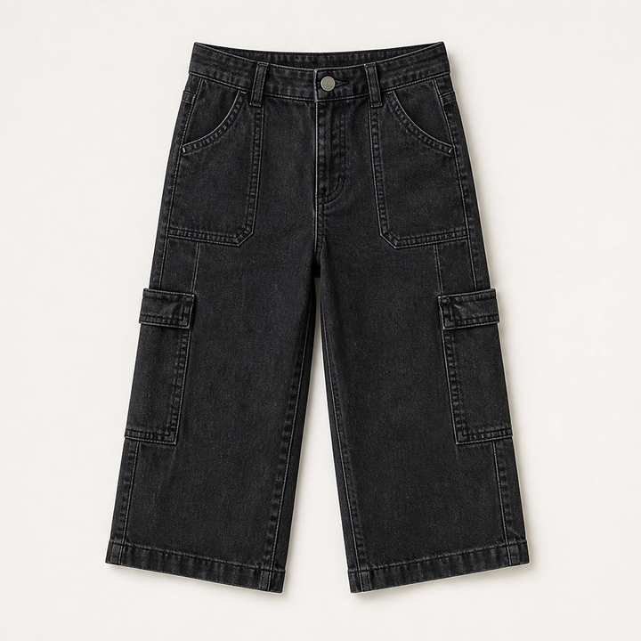 Marlowe – Barrel-Fit Cropped Denim Pants with Utility Pockets, Mid-Waist + 50% OFF