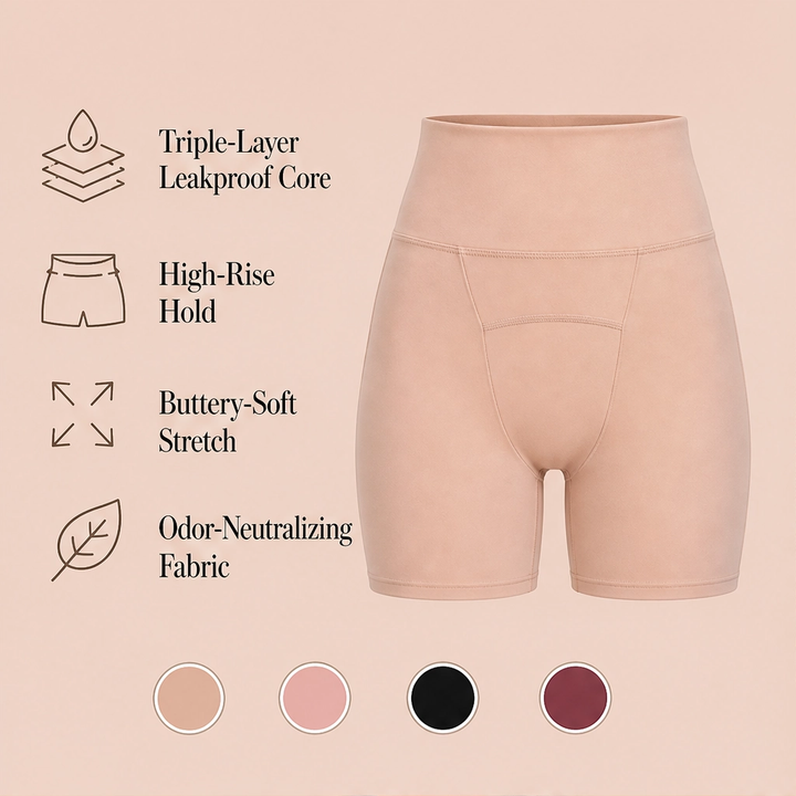Assura – Leakproof High-Rise Shorts with Side-Barrier Protection + 50% OFF
