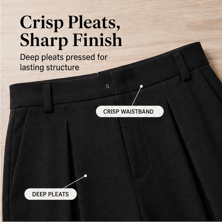 Soline – High-Waist Pleated Tailored Bermuda Shorts + 50% OFF