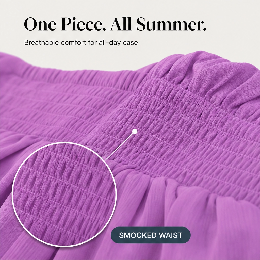 Solene – Strapless Tiered Ruffle Smocked Summer Romper + 50% OFF