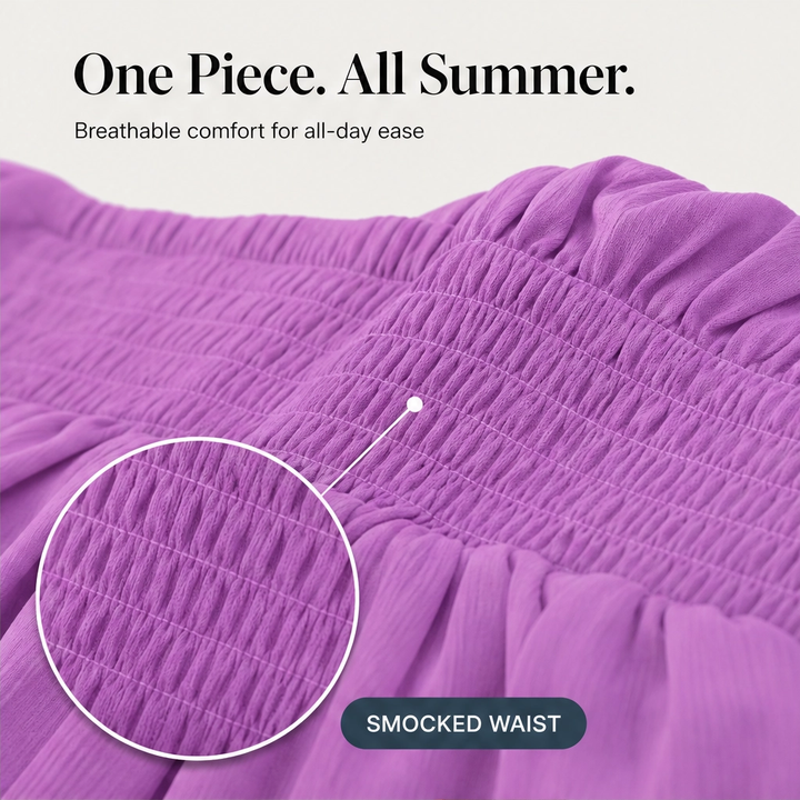 Solene – Strapless Tiered Ruffle Smocked Summer Romper + 50% OFF