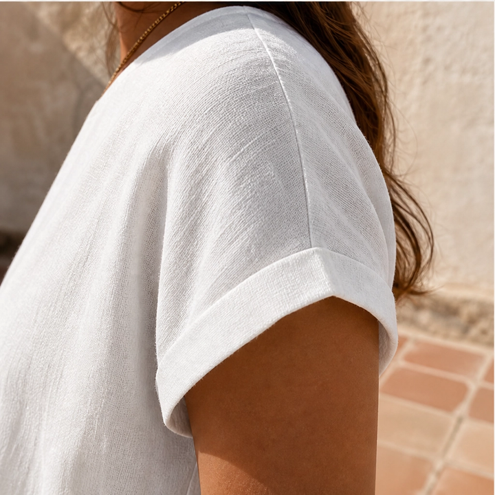 Linnea – Breathable V-Neck Button Top with Wooden Buttons + 50% OFF