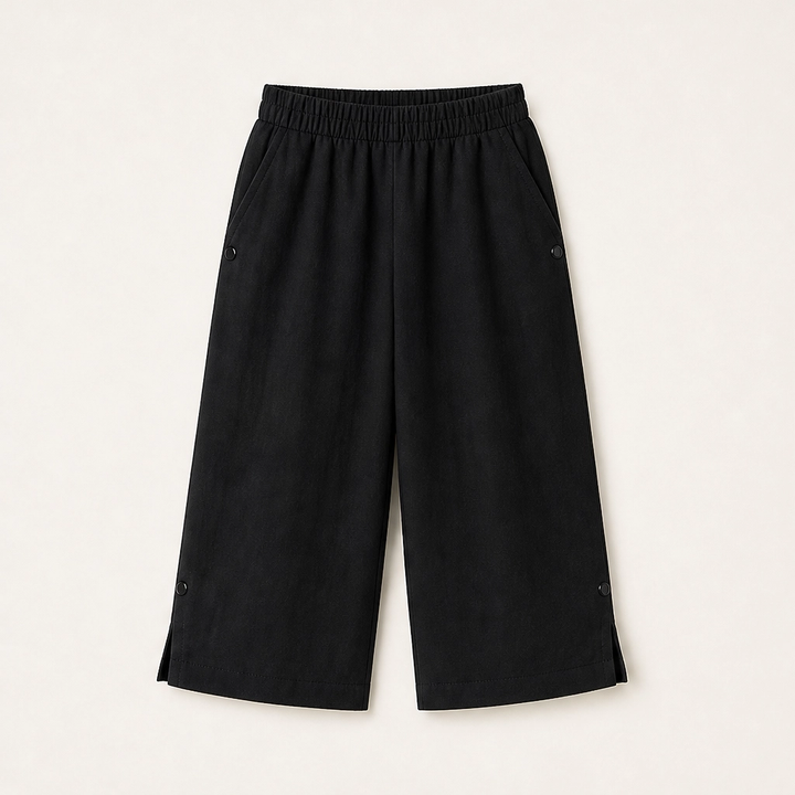 Solmara – Breathable Elastic-Waist Capri Pants with Side Slit + 50% OFF