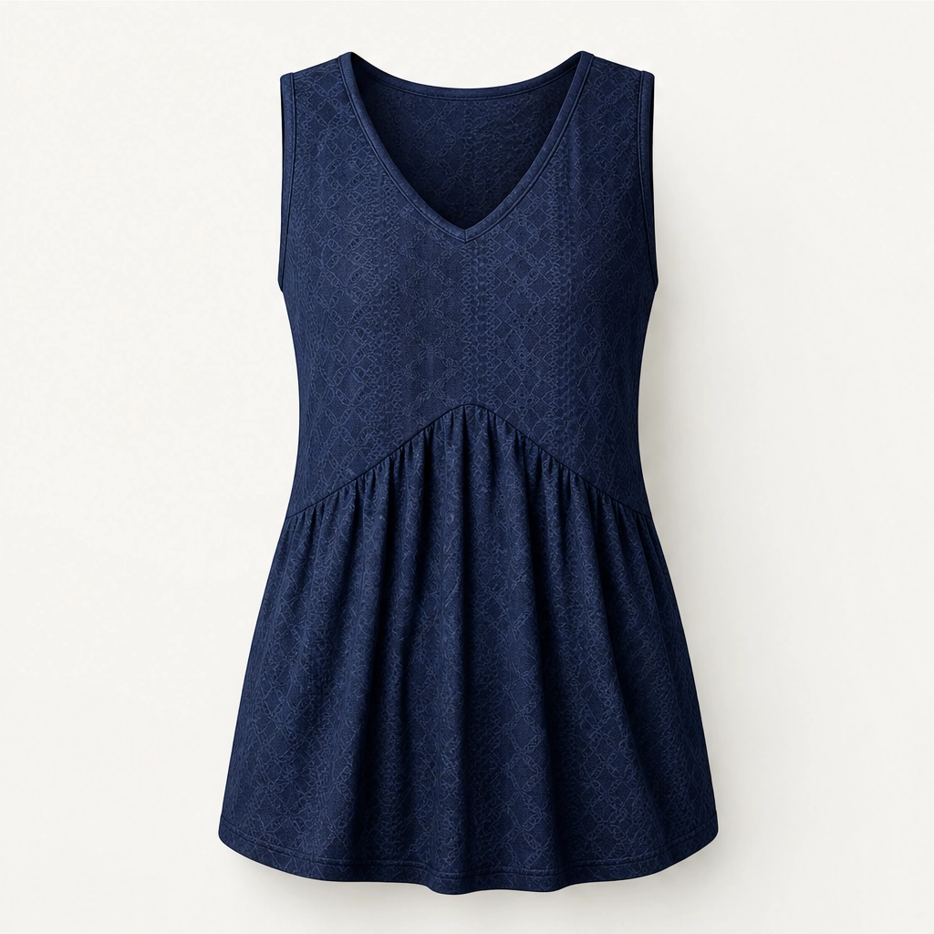 Sway – Eyelet Peplum V-Neck Sleeveless Tank Top + 50% OFF