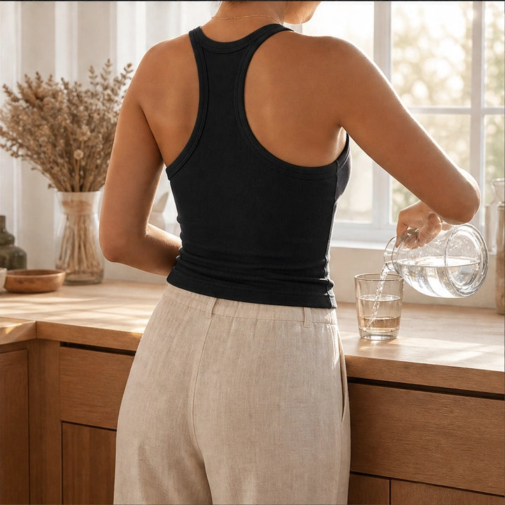 Ribelle – Ribbed V-Neck Tank Top with Built-In Shelf Bra + 1+1 FREE