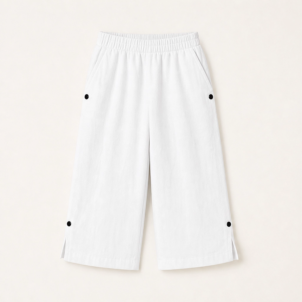 Solmara – Breathable Elastic-Waist Capri Pants with Side Slit + 50% OFF