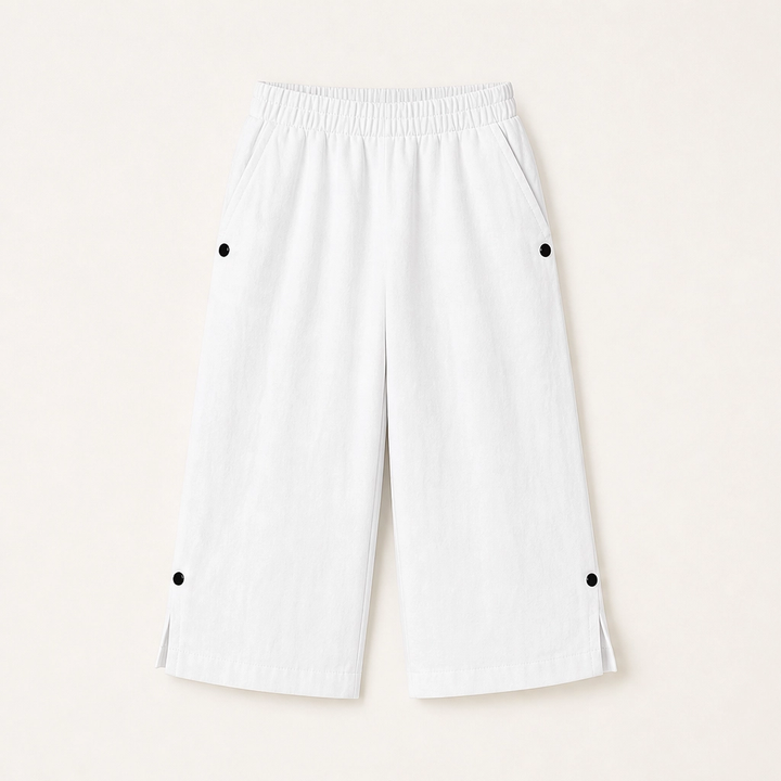 Solmara – Breathable Elastic-Waist Capri Pants with Side Slit + 50% OFF