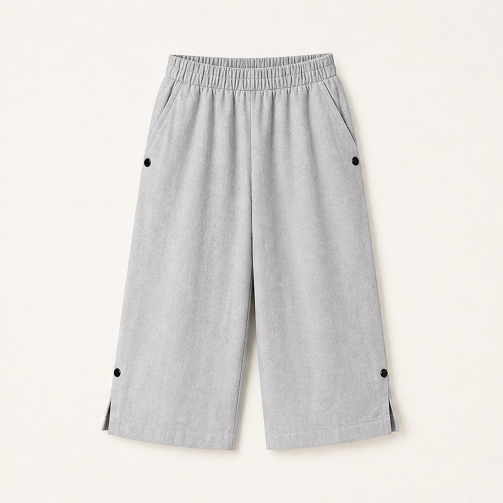 Solmara – Breathable Elastic-Waist Capri Pants with Side Slit + 50% OFF