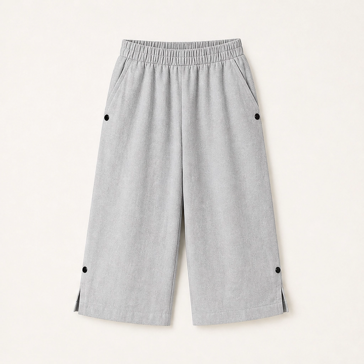 Solmara – Breathable Elastic-Waist Capri Pants with Side Slit + 50% OFF